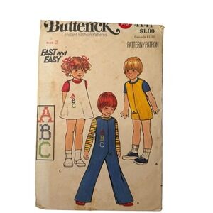 Toddler Butterick Sewing Pattern 4141‎ Size 3 Kids Jumper & Jumpsuit Pattern CUT